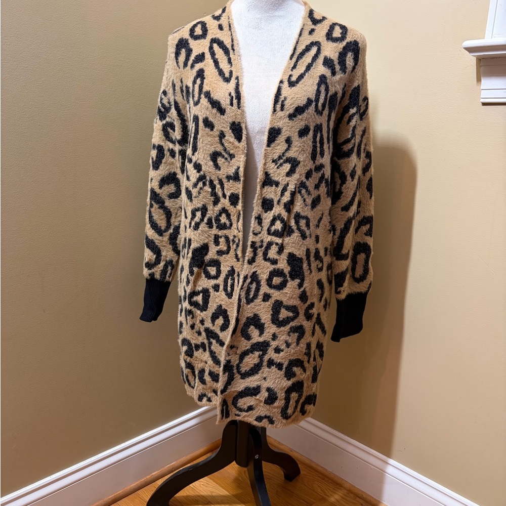 Westbound Black and Tan Animal Print Cardigan, PS